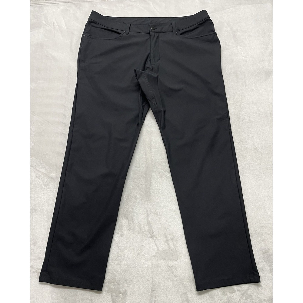 Lululemon ABC Pants Men 38 Black Classic Fit Warpstreme 5 Pockets Stretch Preppy